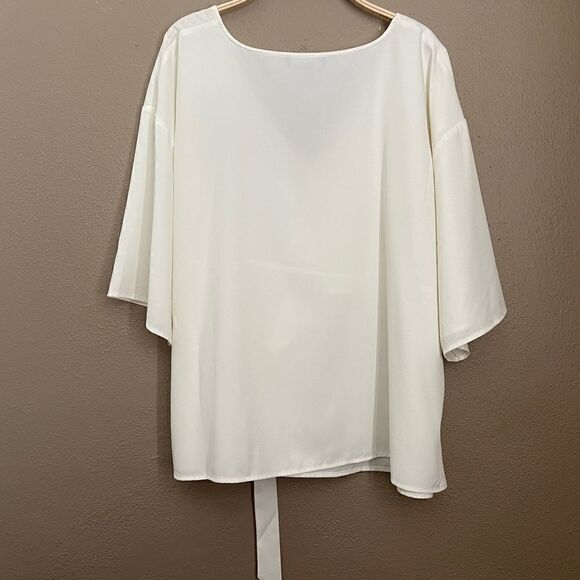 5. ELOQUII Faux Wrap Top With Buckle Cream Size 24 - Picture 5 of 7